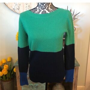 J.Crew Cashmere Waffle Knit Color-block Sweater